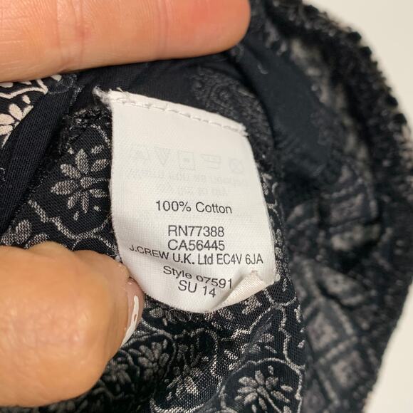 J CREW Cotton Mixed Print Medallion Short Sleeve Blouse Top Black Gray Size XS - Picture 6 of 7